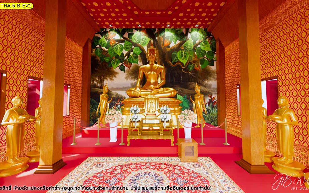 ขายวอลเปเปอร์สวยราคาถูก ลายต้นโพธิ์ ติดห้องพระ