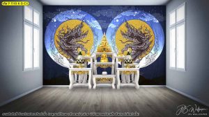 รับทําวอลเปเปอร์ตามสั่ง ลายพญานาค ตกแต่งห้องพระให้สวยสวยงาม